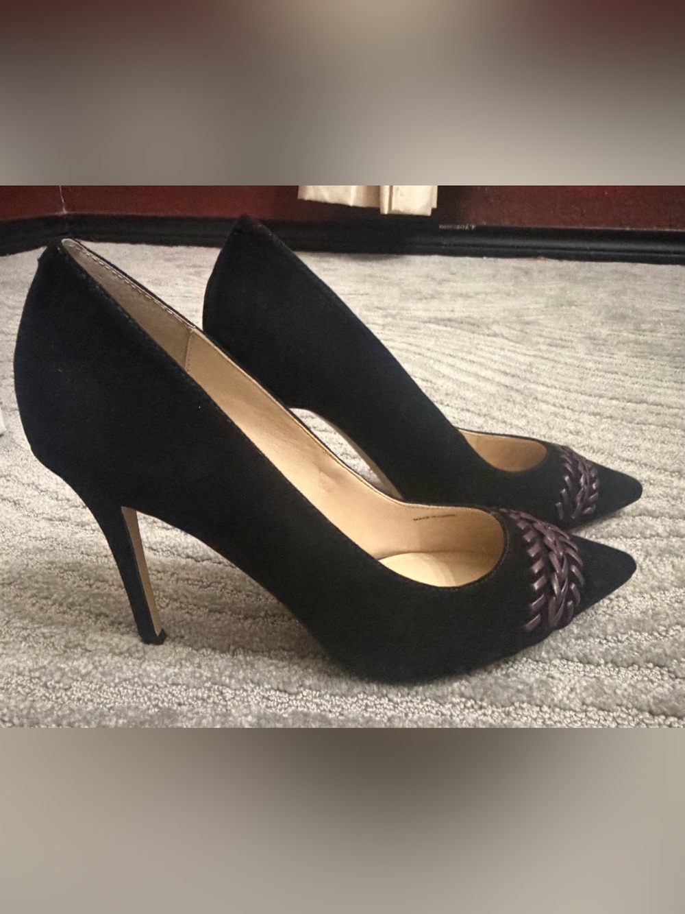 White House| Black Market Black Suede High Heel Pumps